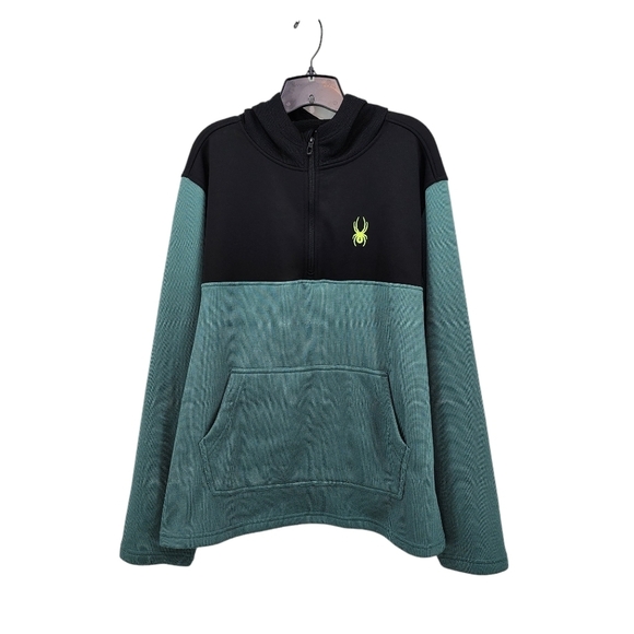 Spyder Men's Ray Poly 1/4 Zip Fleece Pullover Hoodie - XL - Picture 1 of 8